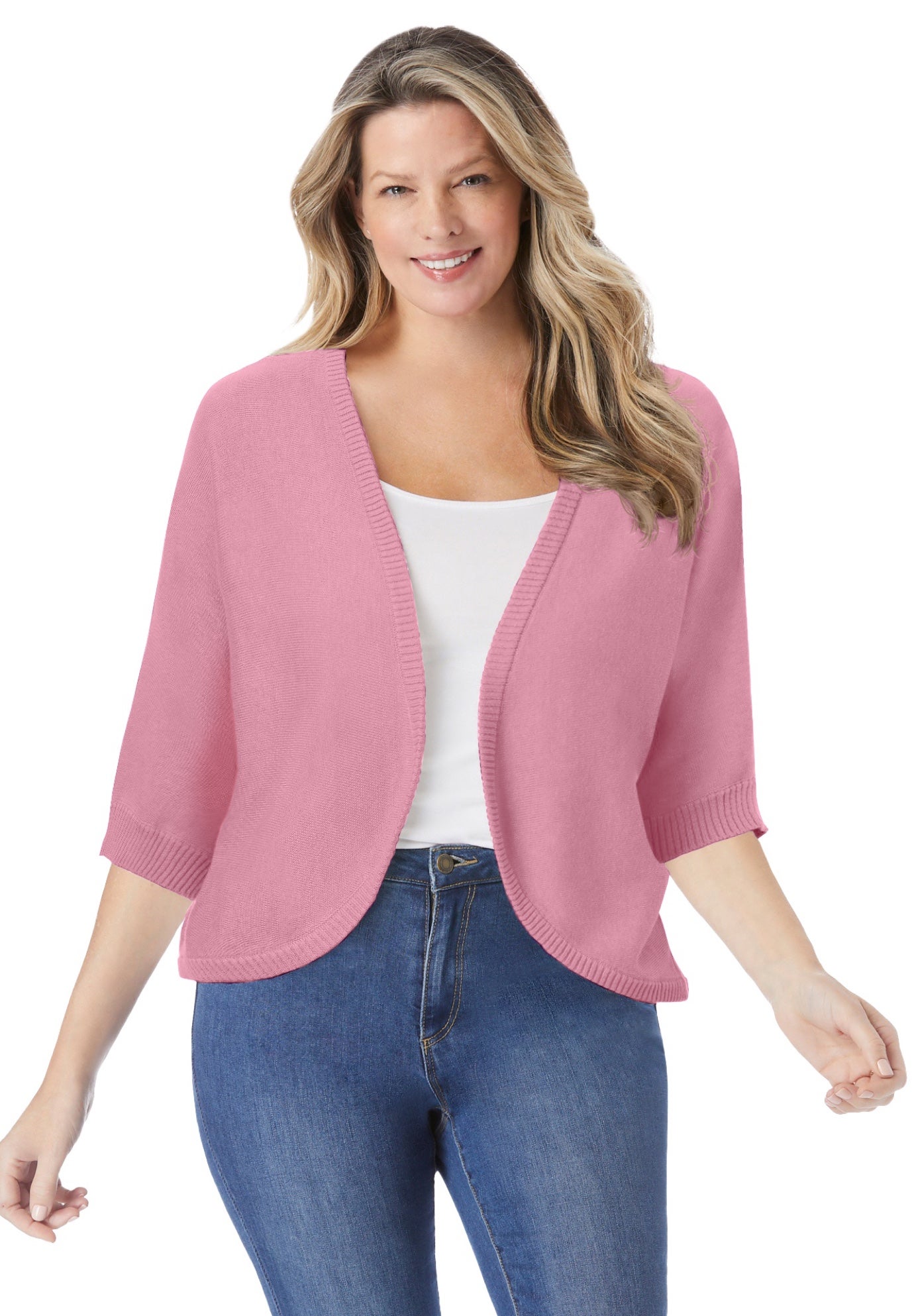 Rib Trim Cardigan Shrug image number 0