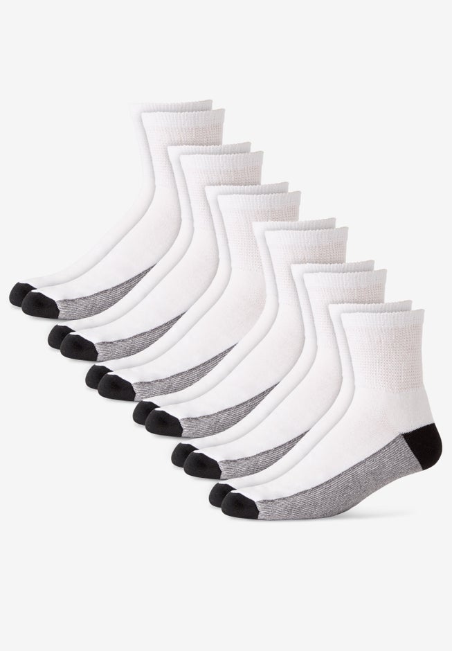 1/4" Length Cushioned Crew 6 Pack Socks image number 0