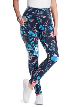 Stretch-Cotton Knit Pull-On Printed Pocket Leggings