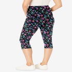 Stretch-Cotton Knit Pull-On Printed Pocket Capri Leggings image number null