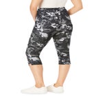 Stretch-Cotton Knit Pull-On Printed Pocket Capri Leggings image number null