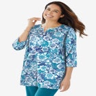 7-Day Three-Quarter Sleeve Notch-Neck Tunic image number null