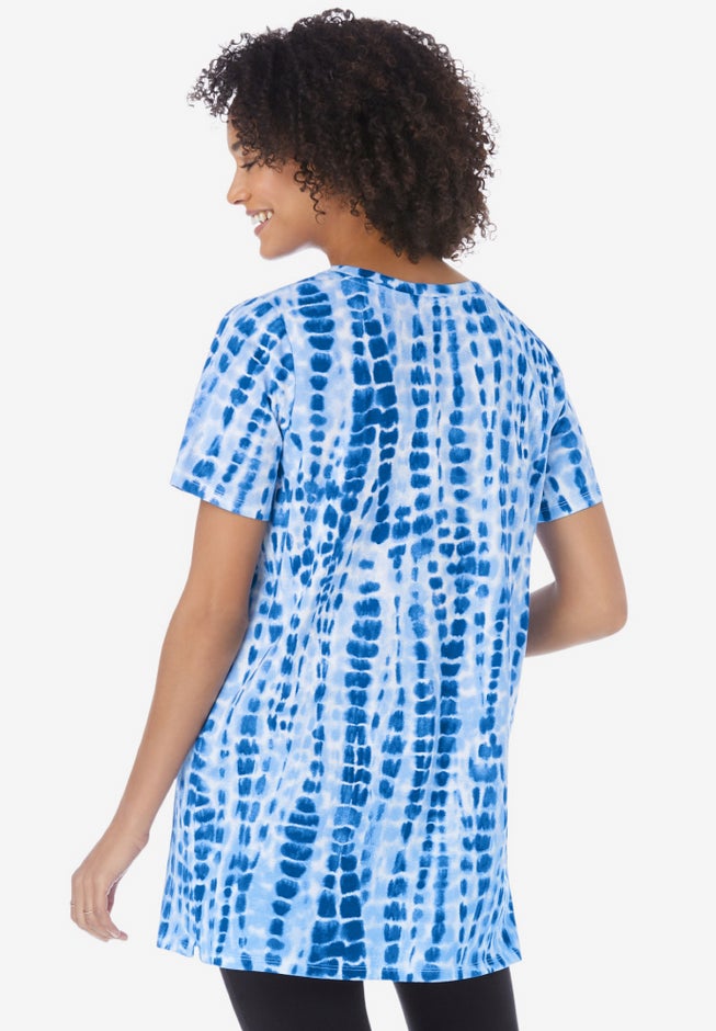 V-Neck Tie-Dye Tunic image number 1