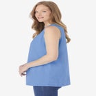 Smocked Henley Tank Top image number null