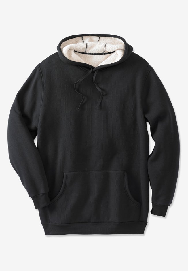 Sherpa-Lined Thermal Waffle Pullover Hoodie image number 0
