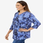 Perfect Printed Three-Quarter Sleeve V-Neck Tee image number null