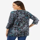 Perfect Printed Three-Quarter Sleeve V-Neck Tee image number null