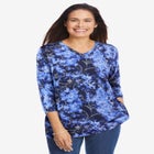 Perfect Printed Three-Quarter Sleeve V-Neck Tee image number null