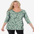 Perfect Printed Three-Quarter Sleeve V-Neck Tee image number null