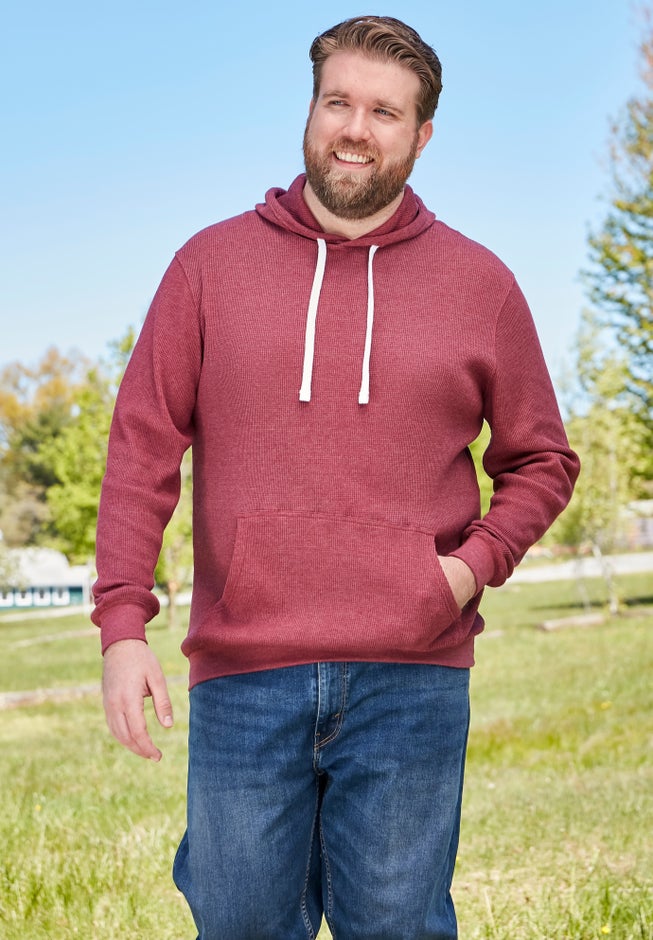 Waffle-Knit Thermal Hoodie image number 1