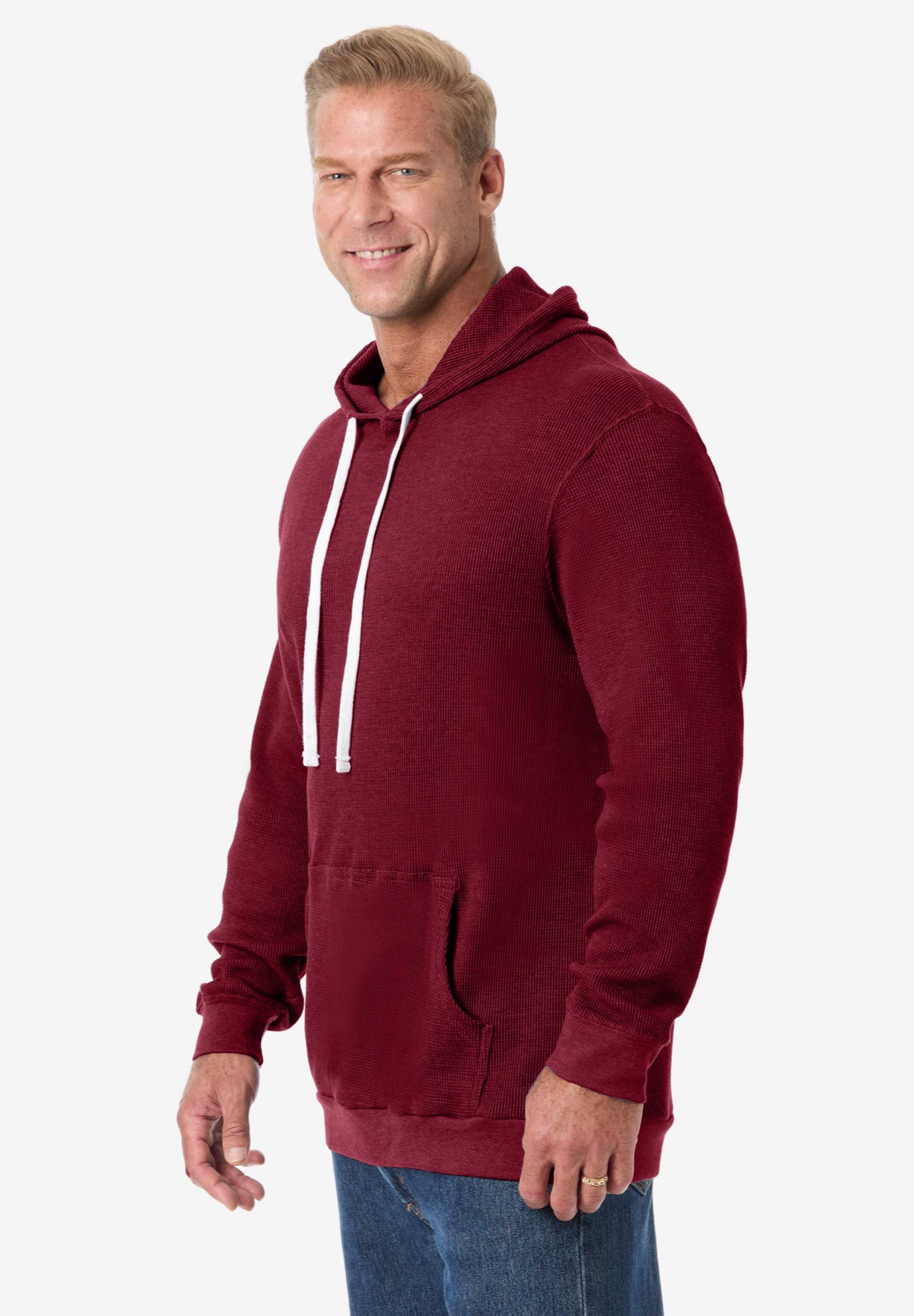 Waffle-Knit Thermal Hoodie image number 2