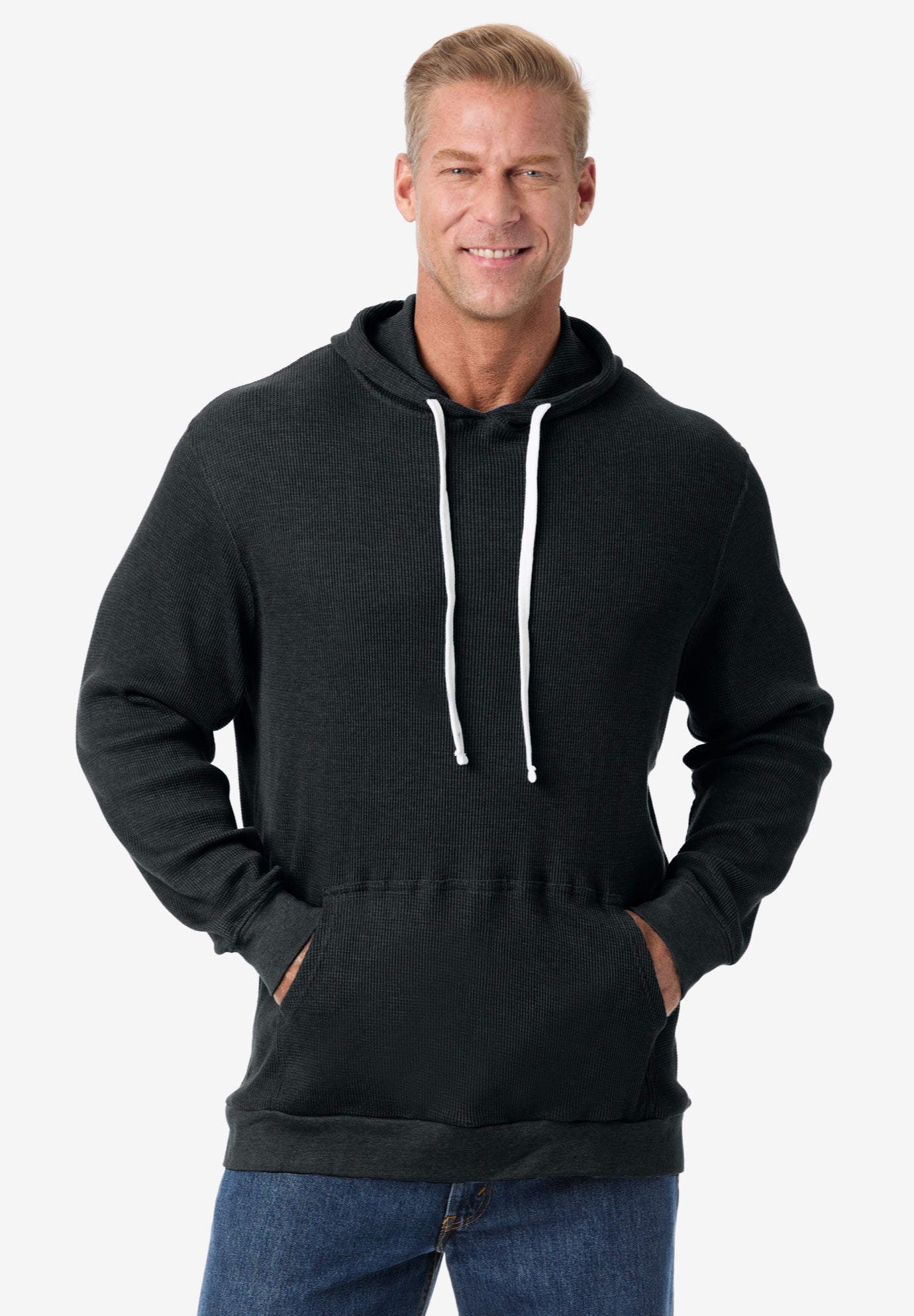 Waffle-Knit Thermal Hoodie image number 0