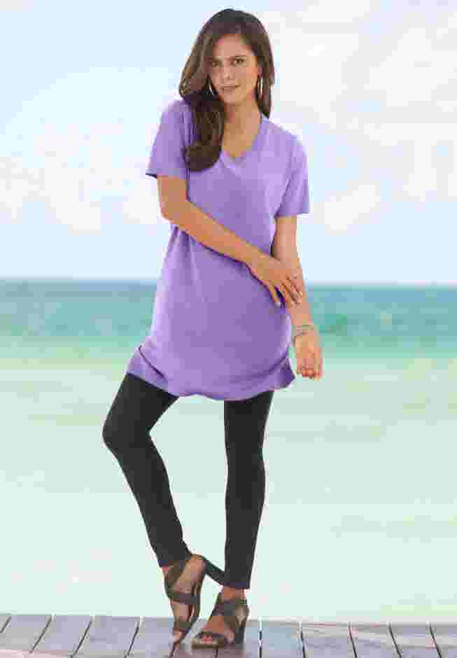 Plus Size Cotton Short Sleeve V-Neck Ultimate Tunic image number 5