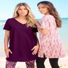 Plus Size Cotton Short Sleeve V-Neck Ultimate Tunic image number null