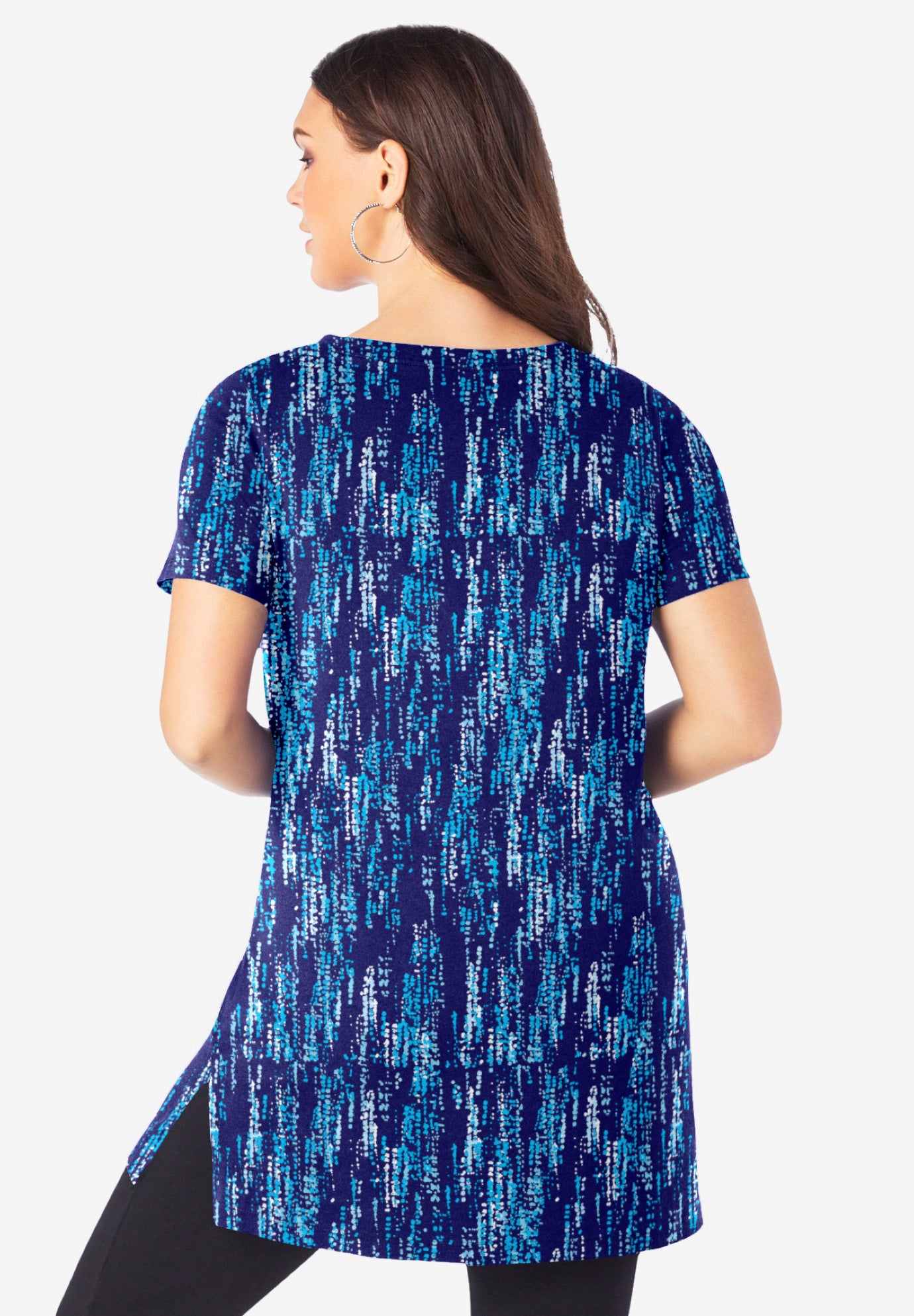 Plus Size Ultimate Cotton V-Neck Short Sleeve Tunic image number 3