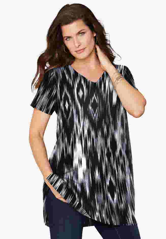 Plus Size Cotton Short Sleeve V-Neck Ultimate Tunic image number 0