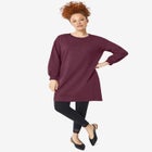 French Terry Blouson Sleeve Sweatshirt Tunic Dress image number null