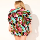 Oversized Buttondown Lounge Cover Up Shirt image number null