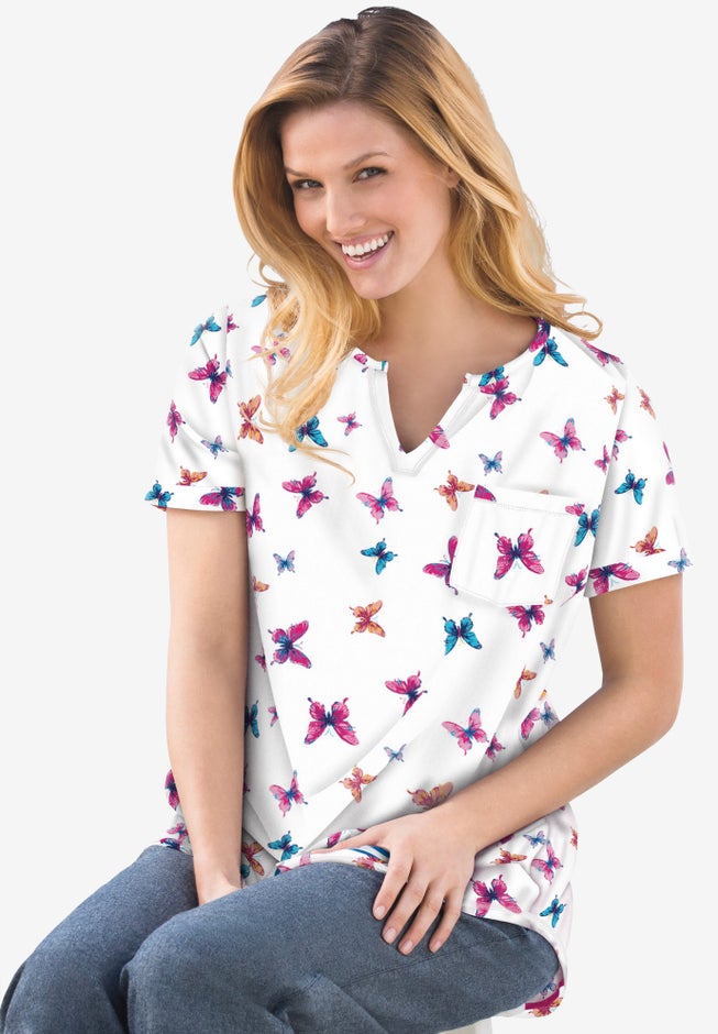 Notch-Neck Pocket Tee image number 5