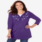 7-Day Layered-Look Embroidered Henley Tunic image number null