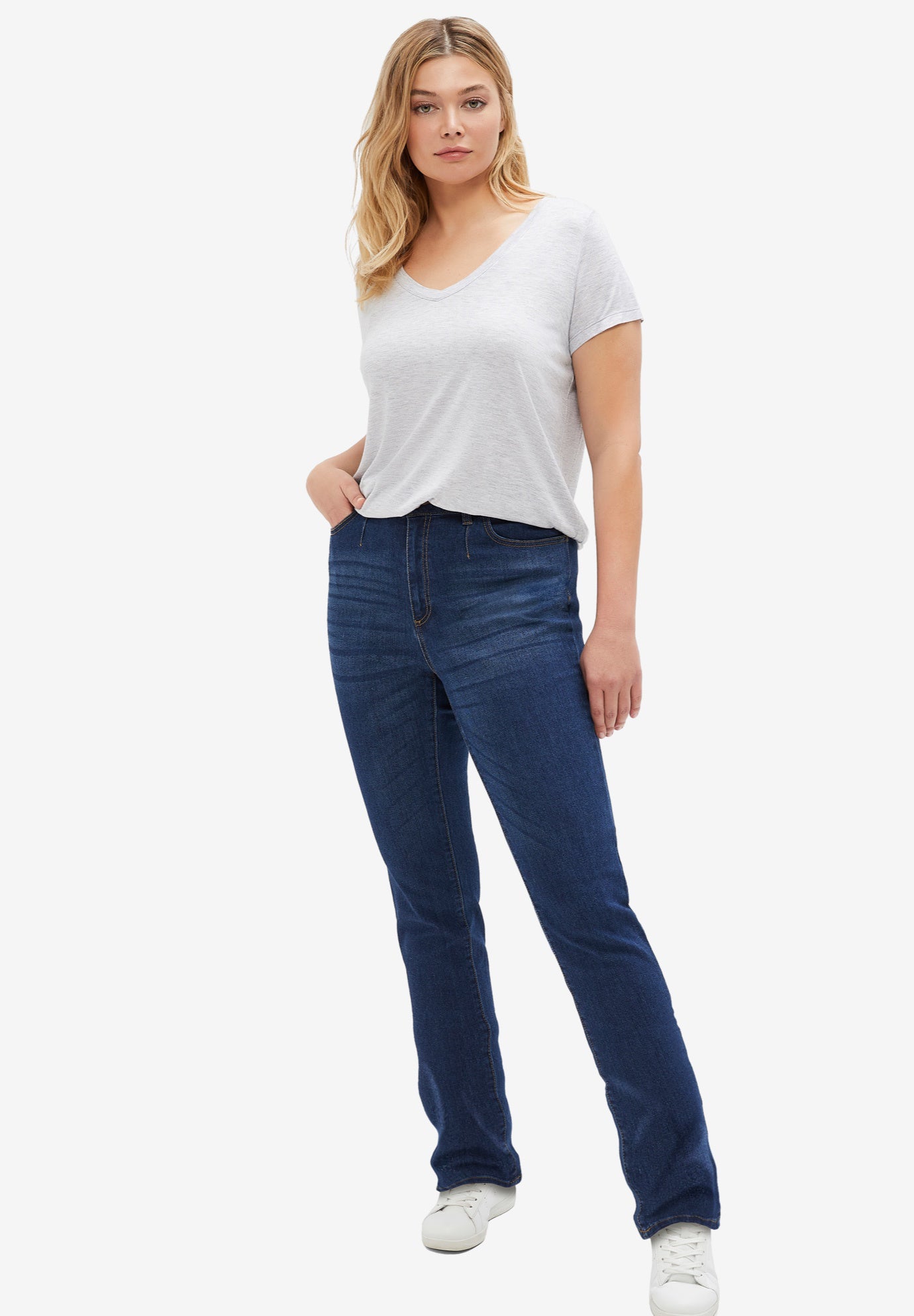 Stretch Mid-rise Adjustable Waist Straight Jean image number 0