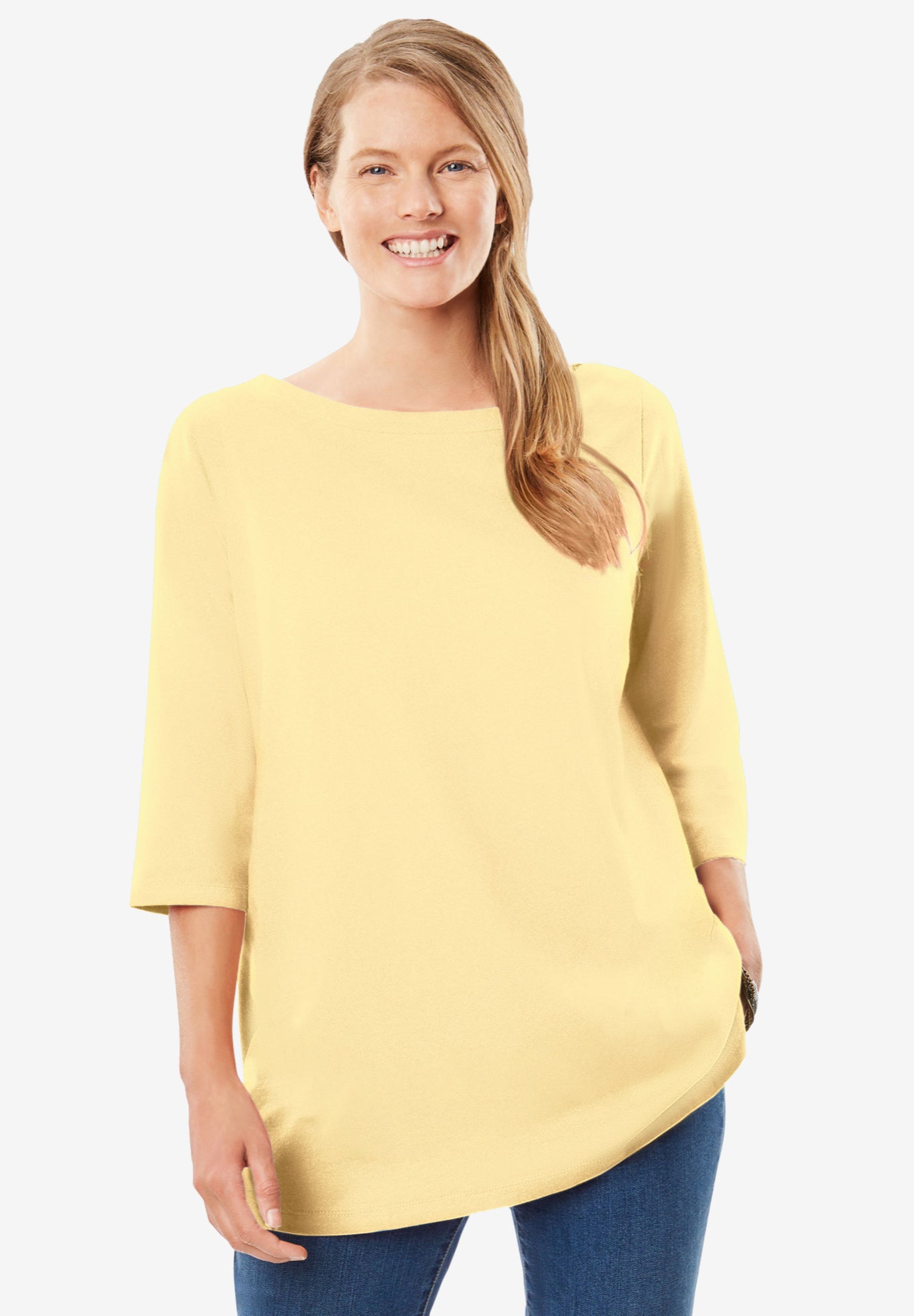 Perfect Three-Quarter Sleeve Boatneck Tee image number 0