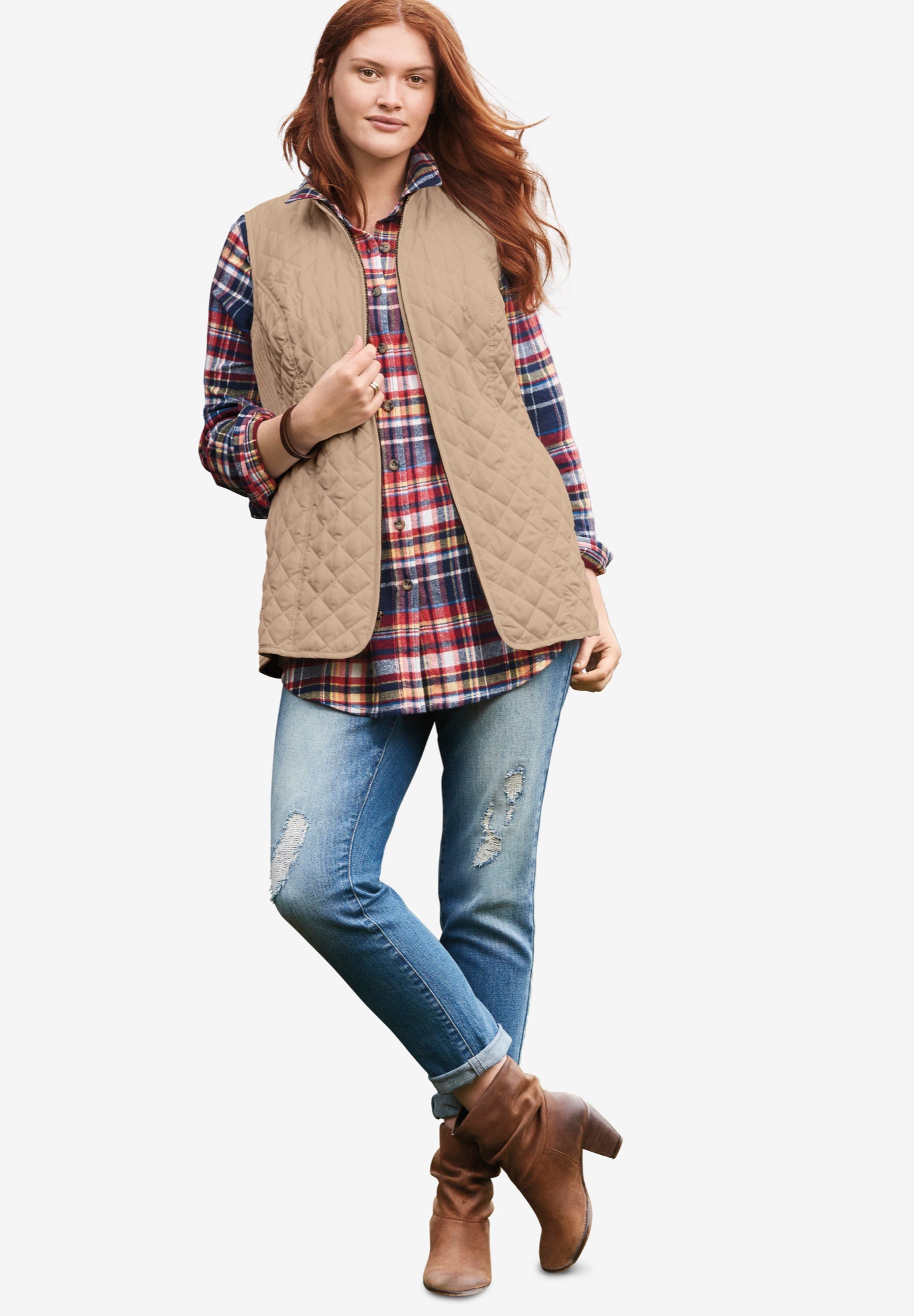 Zip-Front Quilted Vest image number 0