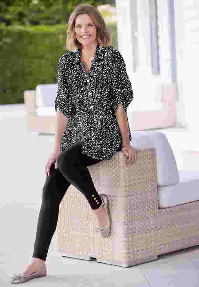 Stretch Cotton Snap-Trim Legging image number 0