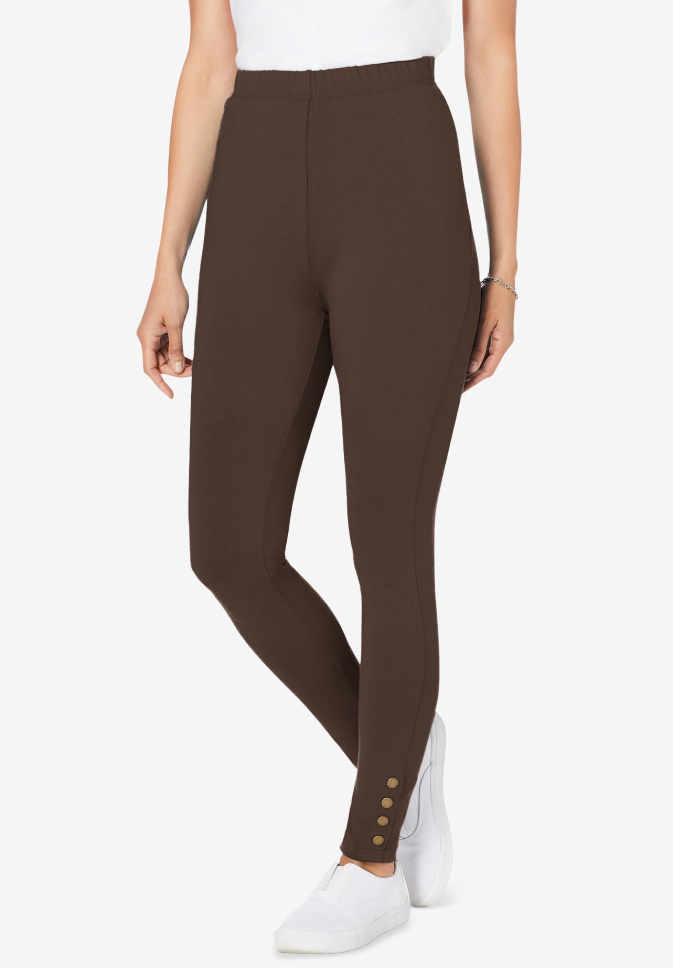 Stretch Cotton Snap-Trim Legging image number 0