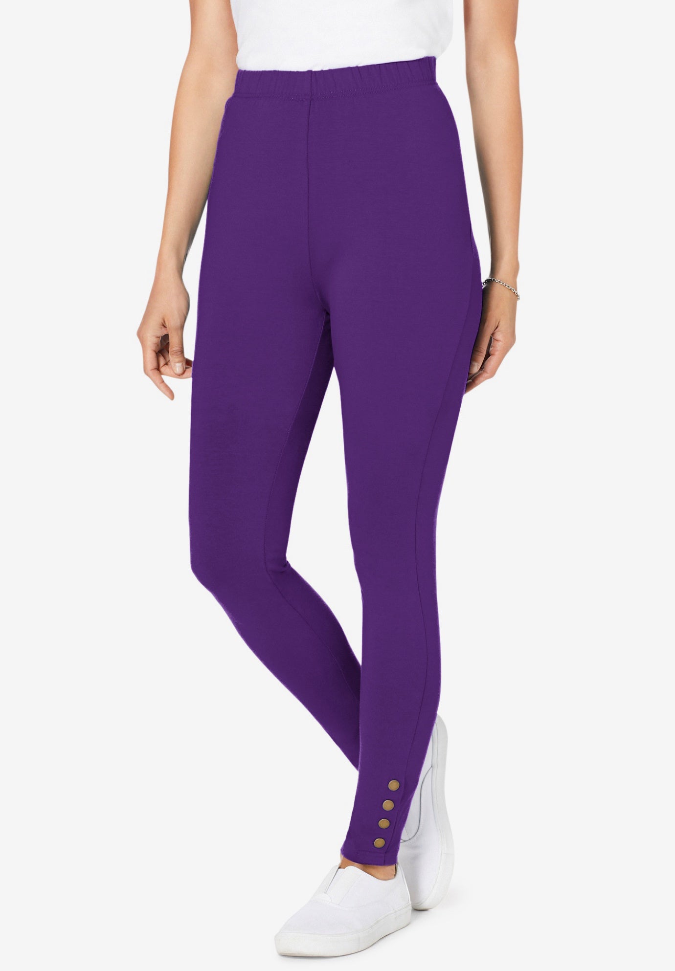 Stretch Cotton Snap-Trim Legging image number 0