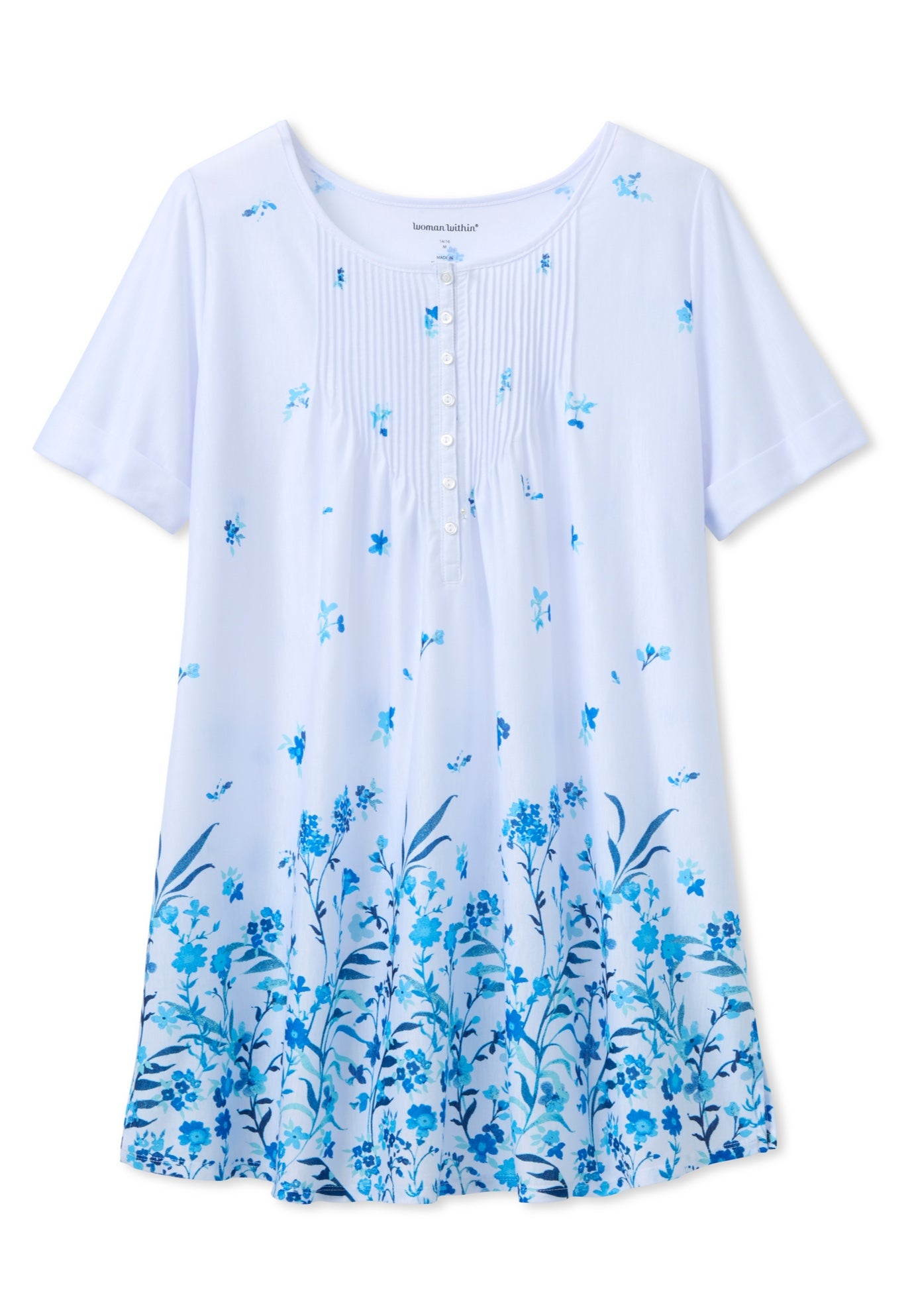 Short-Sleeve Pintucked Henley Tunic image number 1