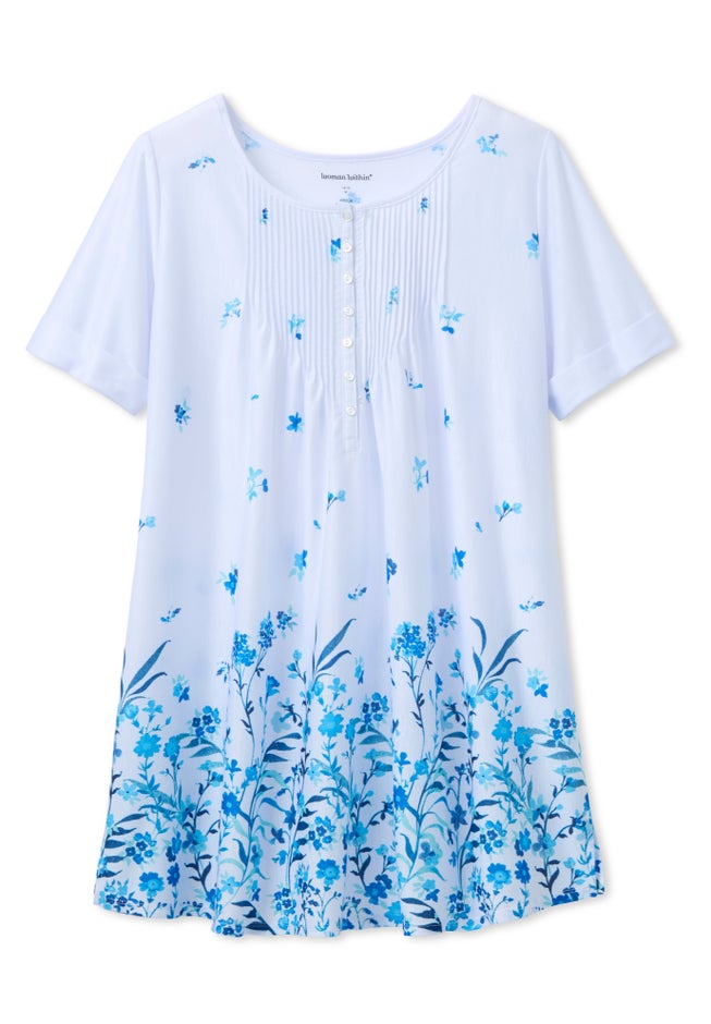 Short-Sleeve Pintucked Henley Tunic image number 1