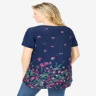 Short-Sleeve Pintucked Henley Tunic image number null