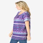 Short-Sleeve Pintucked Henley Tunic image number null
