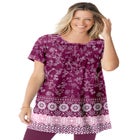 Short-Sleeve Pintucked Henley Tunic image number 0