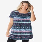 Short-Sleeve Pintucked Henley Tunic image number null