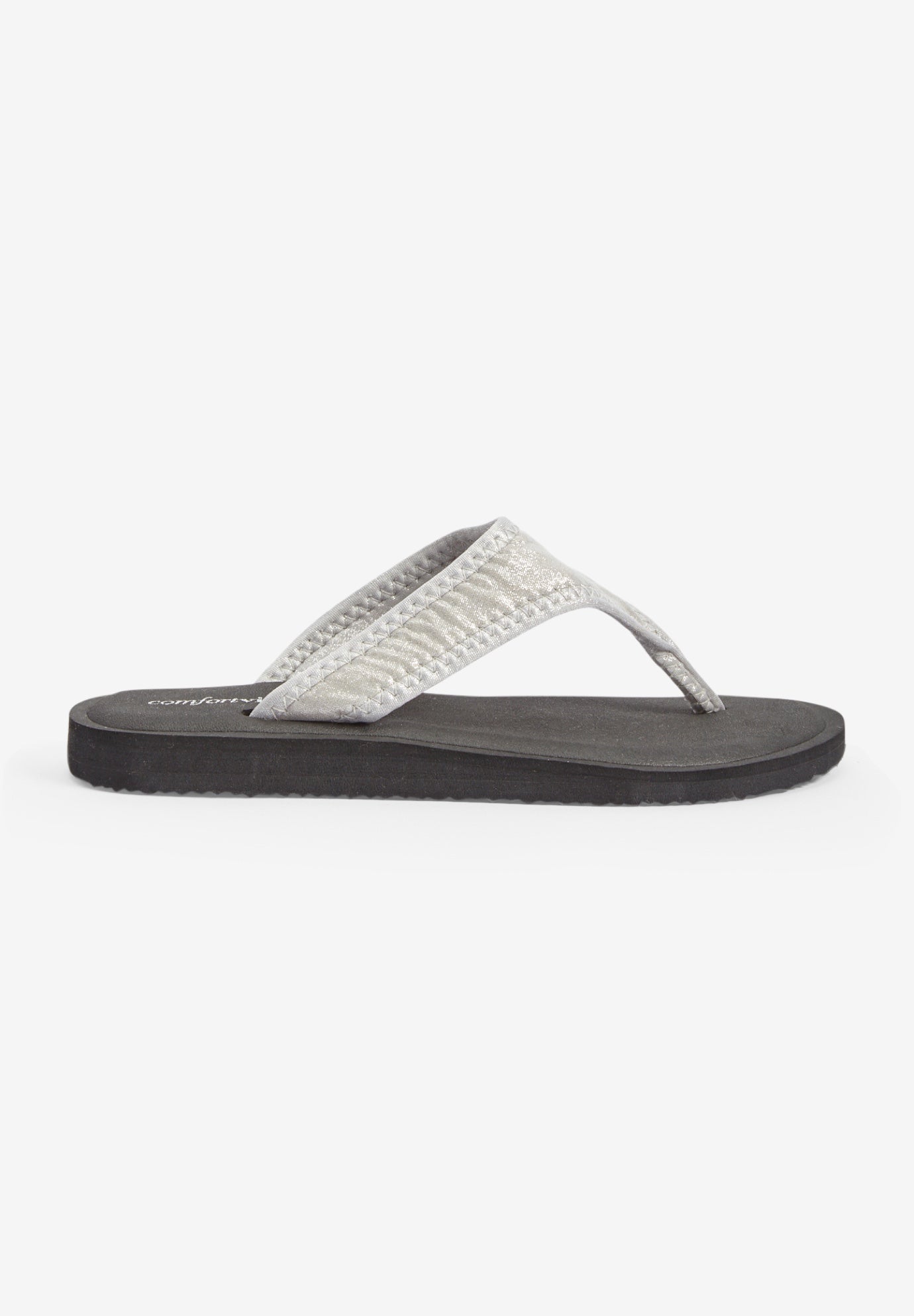 The Sylvia Stretch Fabric Soft Footbed Thong Slip On Sandal image number 3