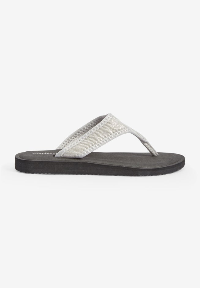 The Sylvia Stretch Fabric Soft Footbed Thong Slip On Sandal image number 3