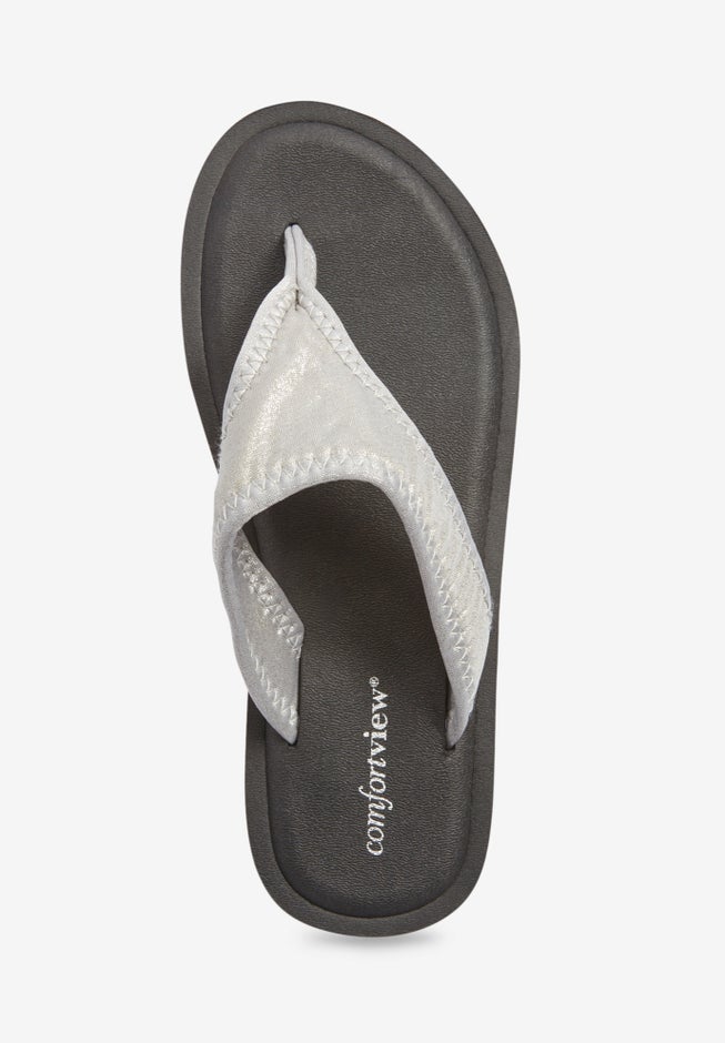The Sylvia Stretch Fabric Soft Footbed Thong Slip On Sandal image number 4