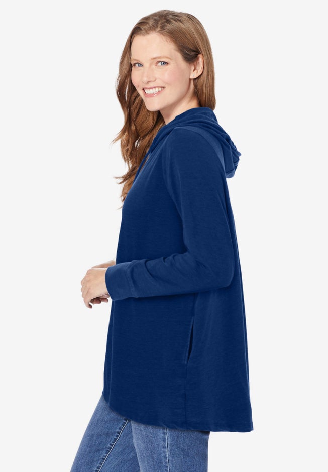 Pleat-Back Swing Hoodie Sweatshirt image number 2