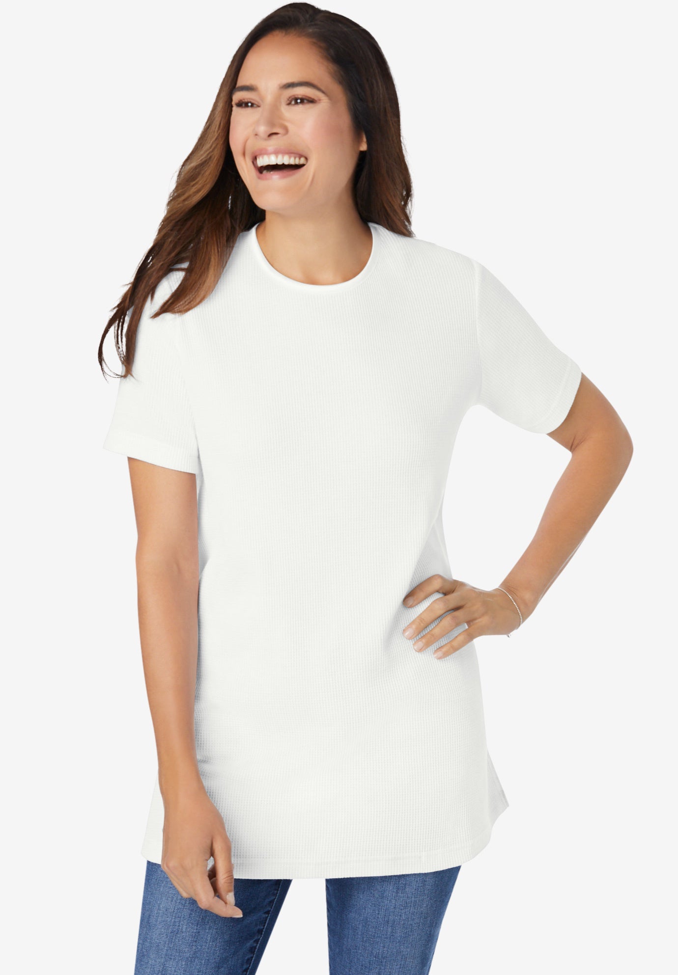 Waffle Thermal Satin Trim Tee image number 0