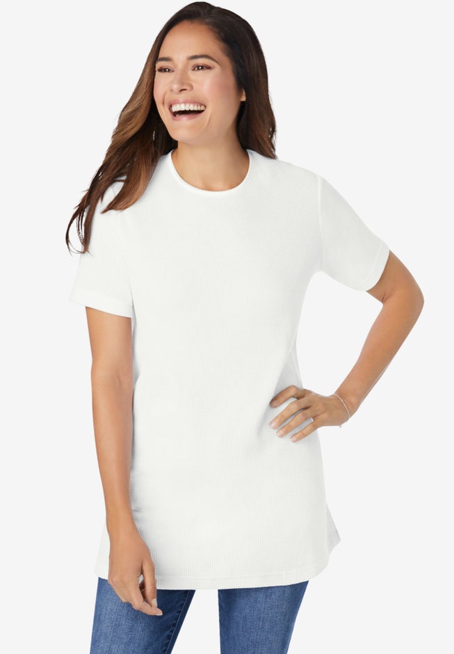 Waffle Thermal Satin Trim Tee image number 0