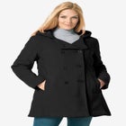 Double-Breasted Hooded Fleece Peacoat image number null
