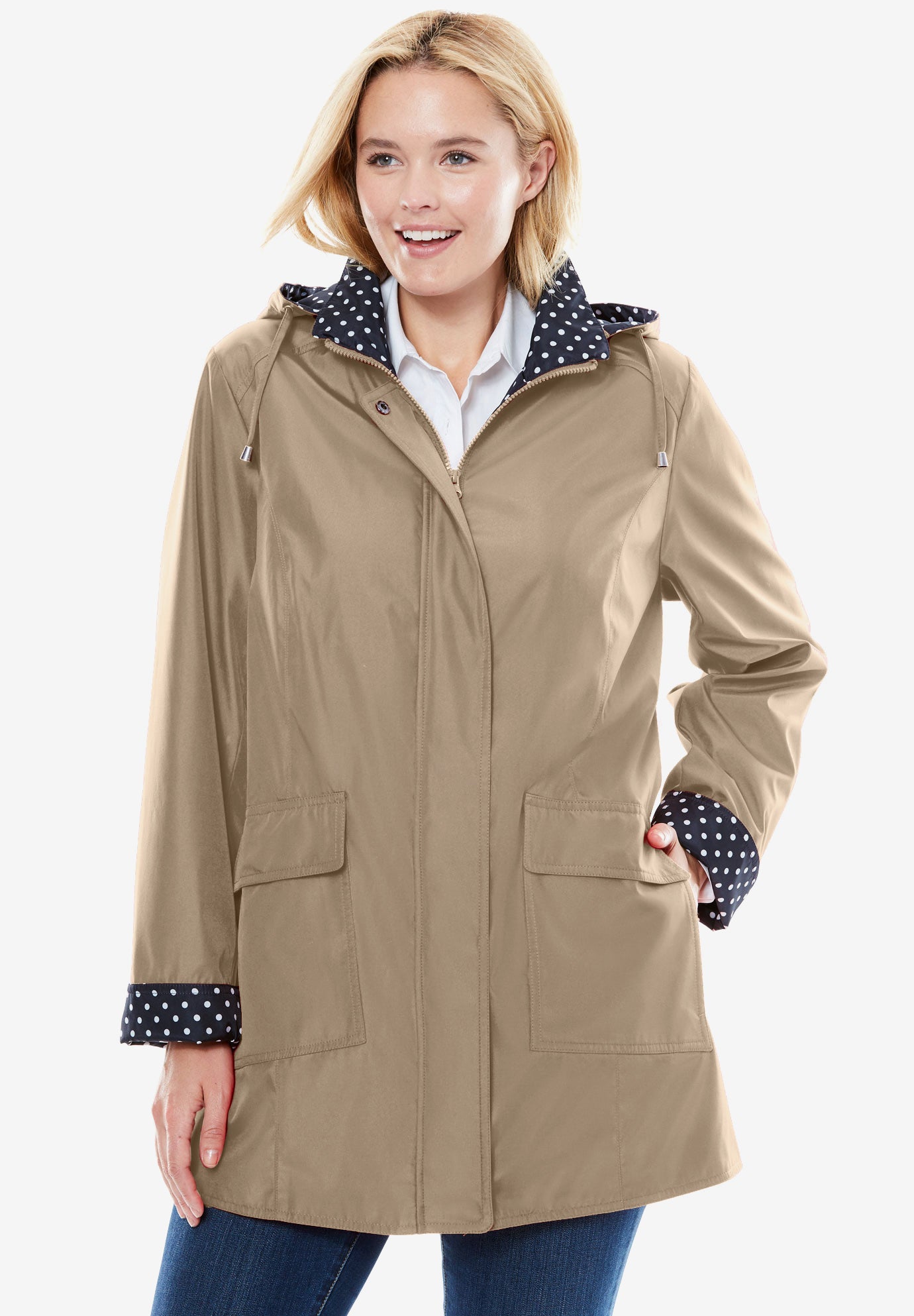 Dot Trim Raincoat image number 0