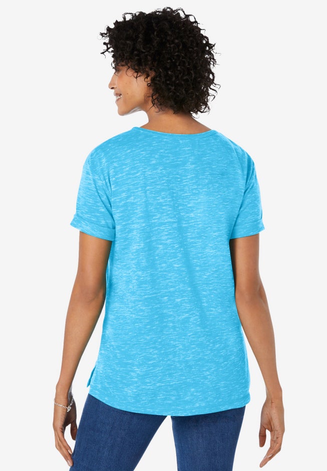 Marled Cuffed-Sleeve Tee image number 1