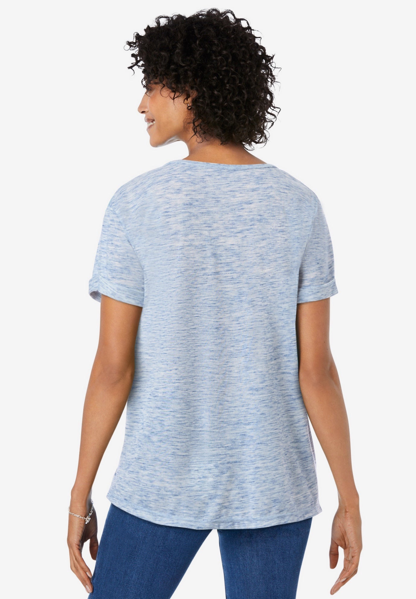 Marled Cuffed-Sleeve Tee image number 1