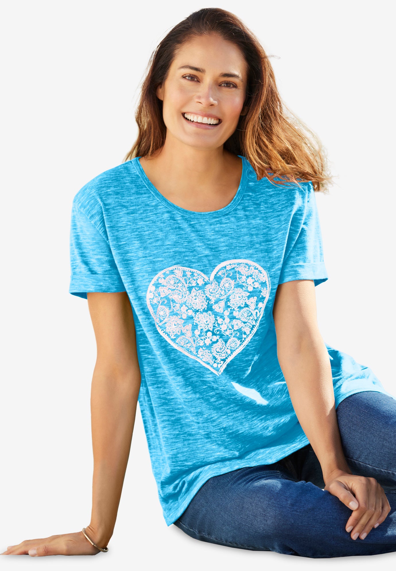 Marled Cuffed-Sleeve Tee image number 0