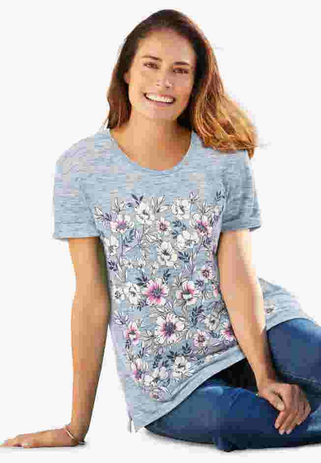 Marled Cuffed-Sleeve Tee image number 0