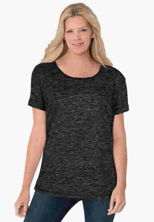 Marled Cuffed-Sleeve Tee image number 0
