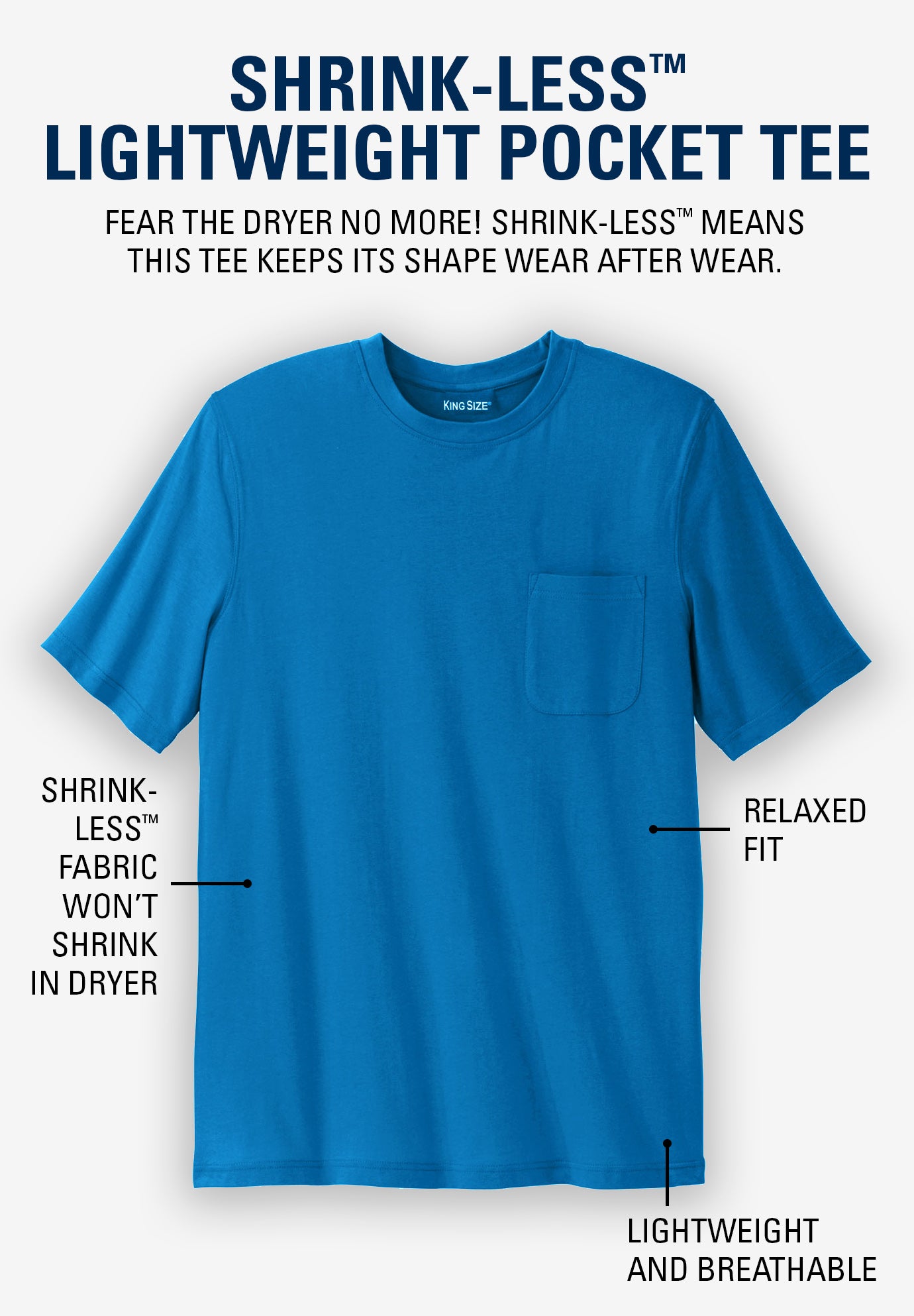 Shrink-Less&trade; Lightweight Pocket Crewneck T-Shirt image number 1